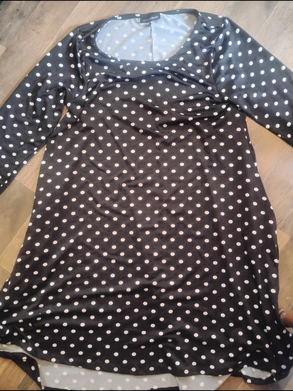 Nina Leonard Black and White Polka Dot Women's Casual Dress